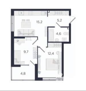 2-к квартира, вторичка, 51м2, 30/31 этаж