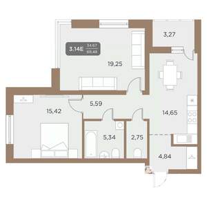 3-к квартира, вторичка, 69м2, 24/24 этаж