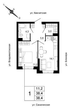 1-к квартира, вторичка, 38м2, 4/24 этаж
