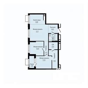 3-к квартира, строящийся дом, 71м2, 26/30 этаж