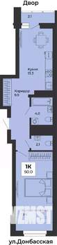 1-к квартира, строящийся дом, 49м2, 13/25 этаж