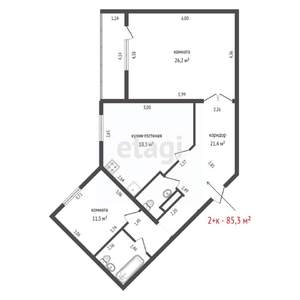 2-к квартира, вторичка, 85м2, 10/14 этаж