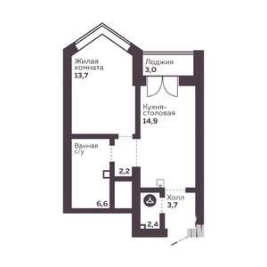 1-к квартира, вторичка, 44м2, 6/30 этаж