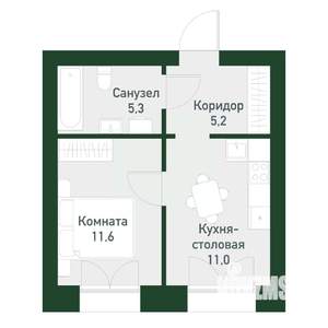 1-к квартира, вторичка, 33м2, 2/4 этаж