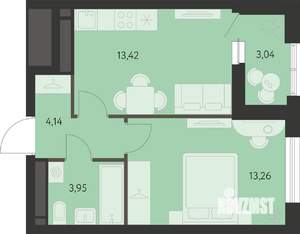 1-к квартира, вторичка, 36м2, 21/21 этаж