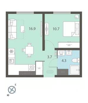 1-к квартира, вторичка, 36м2, 19/25 этаж