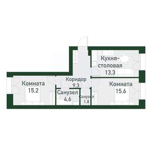 2-к квартира, вторичка, 60м2, 4/4 этаж