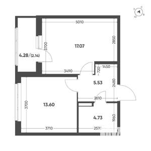 1-к квартира, вторичка, 43м2, 14/15 этаж