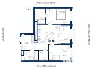 2-к квартира, вторичка, 66м2, 20/29 этаж