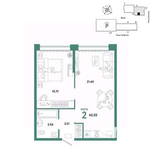 2-к квартира, вторичка, 43м2, 4/24 этаж