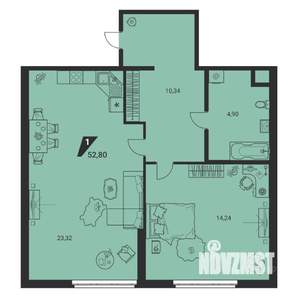 1-к квартира, вторичка, 53м2, 1/25 этаж