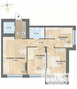 3-к квартира, вторичка, 79м2, 18/29 этаж