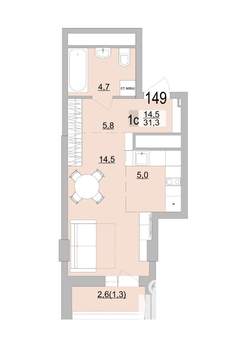 Студия квартира, вторичка, 31м2, 20/24 этаж