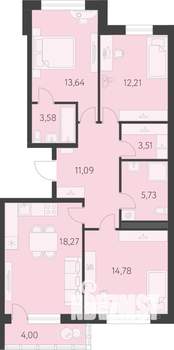 3-к квартира, вторичка, 85м2, 7/25 этаж