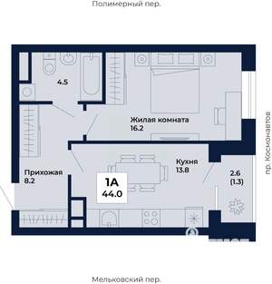 1-к квартира, вторичка, 44м2, 3/31 этаж