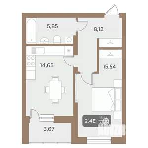 2-к квартира, вторичка, 46м2, 23/24 этаж