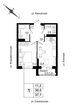 1-к квартира, вторичка, 38м2, 22/24 этаж