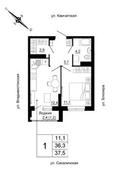 1-к квартира, вторичка, 38м2, 22/24 этаж