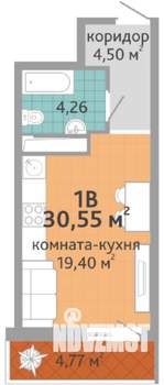 Студия квартира, вторичка, 31м2, 20/25 этаж