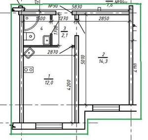 1-к квартира, вторичка, 30м2, 1/1 этаж