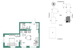 2-к квартира, строящийся дом, 44м2, 2/24 этаж