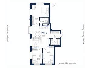 3-к квартира, вторичка, 91м2, 17/21 этаж