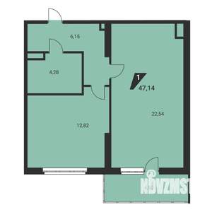 1-к квартира, вторичка, 47м2, 13/25 этаж