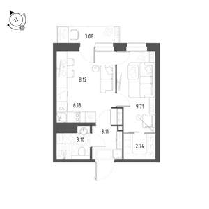 1-к квартира, вторичка, 34м2, 22/22 этаж