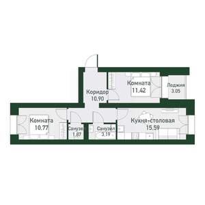 2-к квартира, вторичка, 53м2, 3/4 этаж