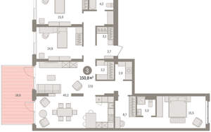 3-к квартира, вторичка, 151м2, 2/16 этаж