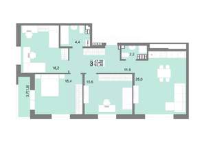 3-к квартира, строящийся дом, 92м2, 9/17 этаж