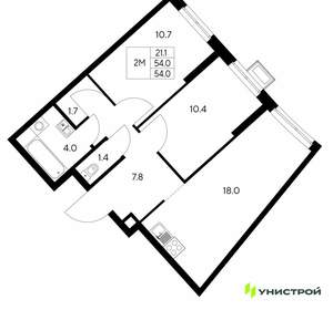 2-к квартира, вторичка, 54м2, 4/30 этаж