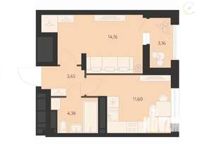 1-к квартира, вторичка, 35м2, 2/22 этаж
