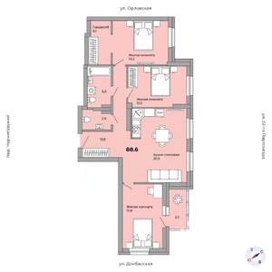 3-к квартира, вторичка, 88м2, 8/21 этаж