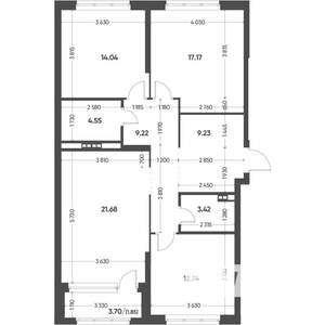 3-к квартира, вторичка, 94м2, 2/7 этаж