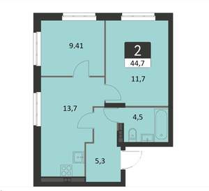 2-к квартира, вторичка, 45м2, 5/18 этаж