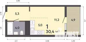 Студия квартира, строящийся дом, 30м2, 12/19 этаж