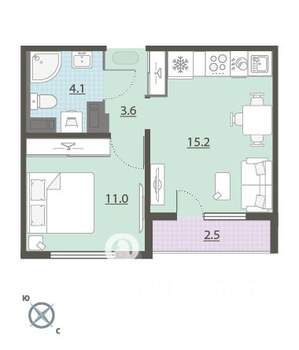 1-к квартира, вторичка, 35м2, 17/24 этаж
