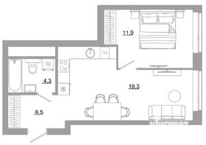 1-к квартира, вторичка, 42м2, 17/29 этаж