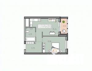 1-к квартира, строящийся дом, 39м2, 5/33 этаж
