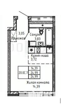 Студия квартира, вторичка, 25м2, 20/28 этаж