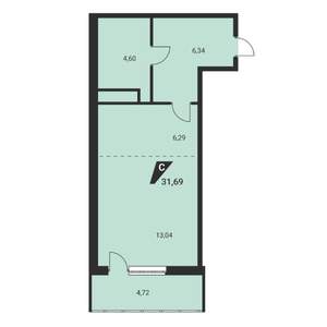 1-к квартира, вторичка, 32м2, 21/25 этаж