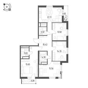 4-к квартира, строящийся дом, 110м2, 24/25 этаж