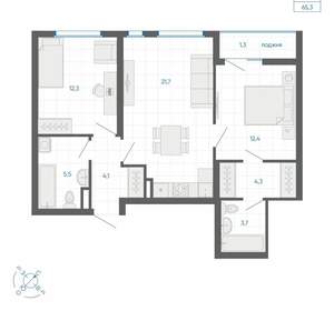 2-к квартира, вторичка, 65м2, 28/32 этаж