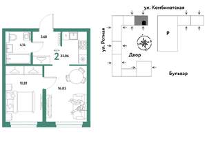 2-к квартира, строящийся дом, 35м2, 11/21 этаж