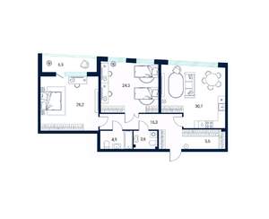 2-к квартира, строящийся дом, 119м2, 2/9 этаж
