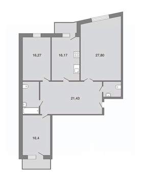 3-к квартира, вторичка, 106м2, 9/16 этаж