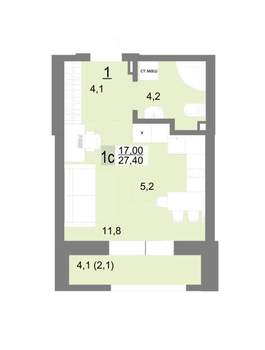 Студия квартира, вторичка, 27м2, 2/26 этаж