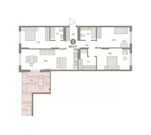 3-к квартира, вторичка, 125м2, 9/16 этаж