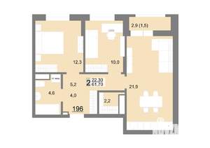 2-к квартира, вторичка, 62м2, 23/26 этаж